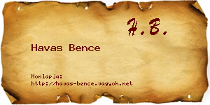 Havas Bence névjegykártya